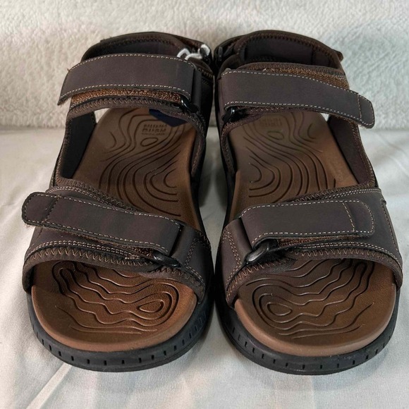 Nunn Bush Laguna Sandal Mens Brown Leather Hook and Loop Straps Size 8 M New - Picture 3 of 14
